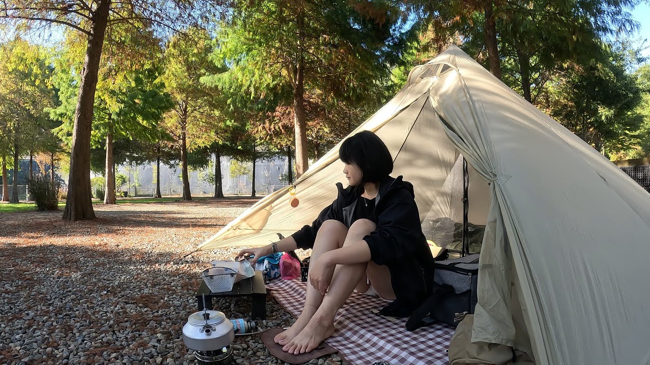 《👣⛺️徒步露營》南投埔里/漠邇營地-首次夜衝-只有月圓與我🌛🧍🏻‍♀️/Cona’s妮娜巧克力🍫夢工廠之旅/🍂落羽松下的溫馨小窩🏕️