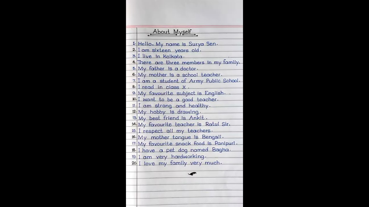 Ten Lines About Myself Short Essay On In English Writing Shorts