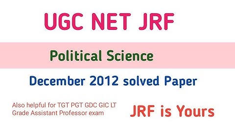 Usha Study Point UGC NET JRF Political Science December 2012 Solved Paper #Usha_Study_Point