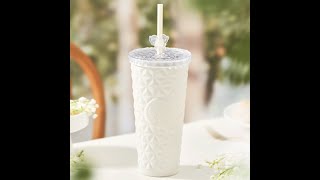 Starbucks 591ml/20oz Graceful Bellflower Double-Walled Glass Straw Cup –  Ann Ann Starbucks