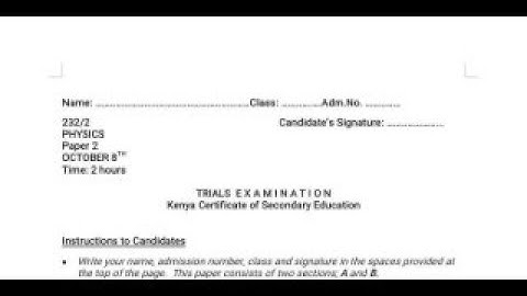 PHYSICS PAPER 2 2024 KCSE PREPARATIONS