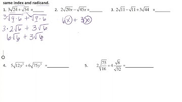 MAT1033 10.4 Part 1 (Add/Subtract Radicals #1-4) Module Lecture
