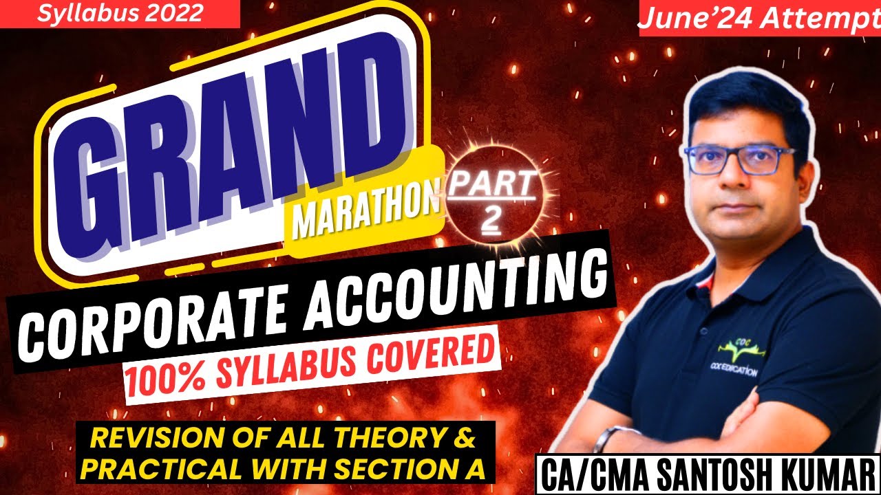 Corporate Accounting Marathon For June'24 | CMA Inter Gr 2 | Part- 2 ...