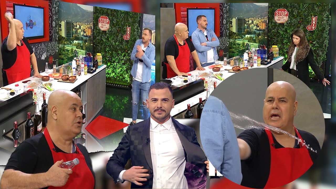 Sherr në studio/ Moderatori i njohur shqiptar goditet me shishe - Kamera e fshehtë #EXPULS