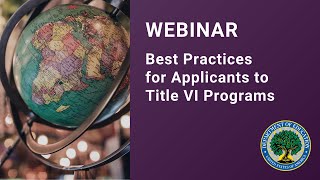 Webinar: Best Practices for Applicants to Title VI Programs - September 29, 2021