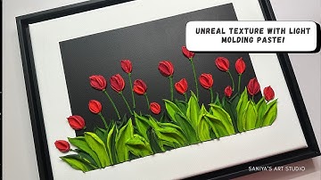 Super Thick Floral Texture Art Using Light Molding Paste | Palette Knife Tutorial