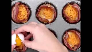 My fast and easy daily food part 1   Cheesy Bacon Egg Cups