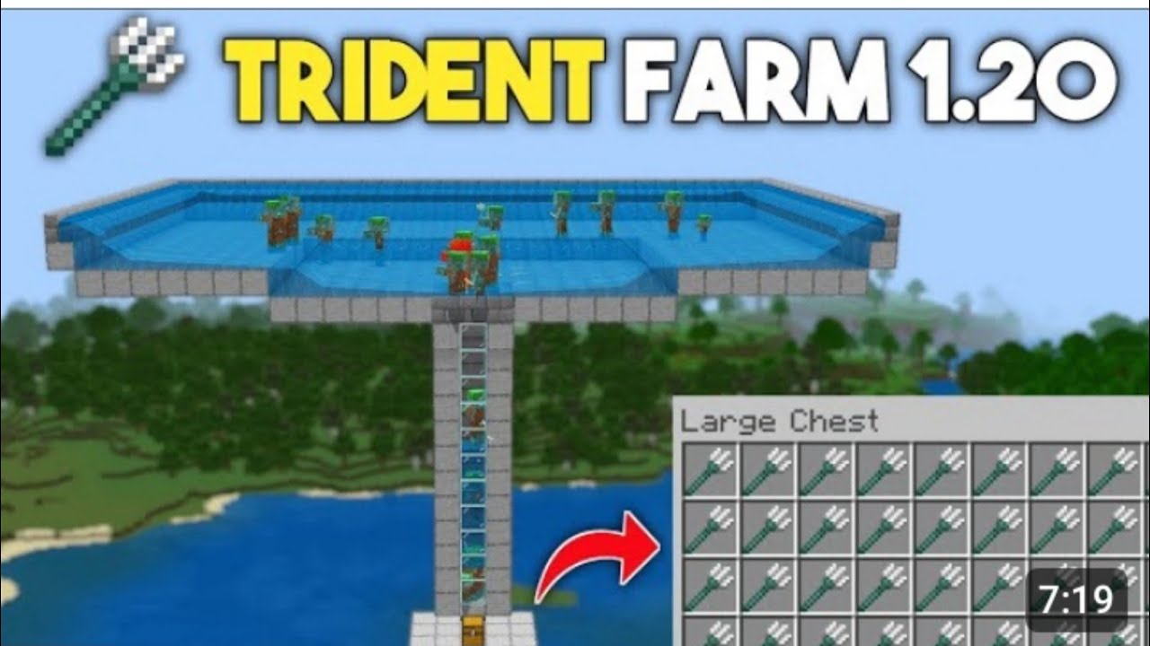 Trident Farm Java Easy NEW BEST TRIDENT FARM 1.20 IN MINECRAFT PE & BEDROCK ||#trident # ...