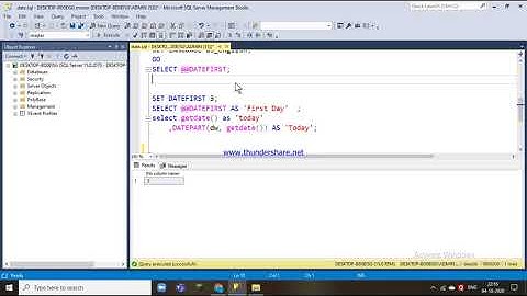 56.SET DATEFIRS() ,@@DATEFIRST() FUNCTION IN SQL - HINDI