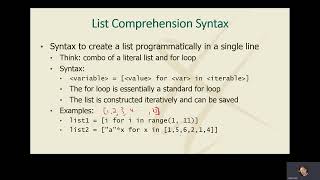 CISC 160   Module 01   Part 5   List Comprehension Syntax