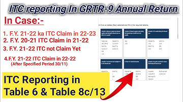 ITC reporting in Gstr9 Annual Return!  Table no. 6 table No. 8c & Table No. 13 ! #gstr9 #gstr9c