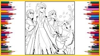 Coloring Disney Frozen Characters Coloring Page | Anna and Elsa Coloring Book | Draw and Colors