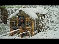 5 DAYS - Building a survival shelter with watchtower in winter - cooking outdoors - part 2