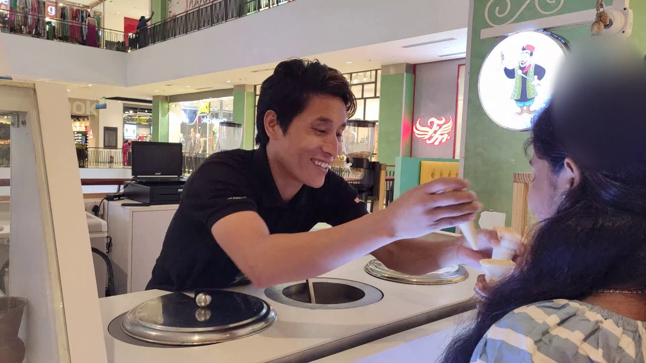 Turkish Ice cream show in VR mall, Chennai - Twisting Scoops - YouTube