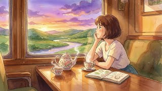 Golden Hour Train Journey 🚂 Cozy Family Moments & Relaxing Music (Ghibli Inspired) screenshot 2