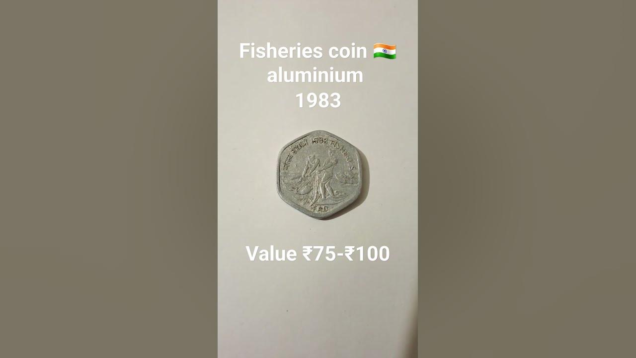 20 Paise Fisheries Coin Indian Aluminium 1983 Value 75 100 20-paise-fisheries-coin-indian-aluminium-1983-value-75-100