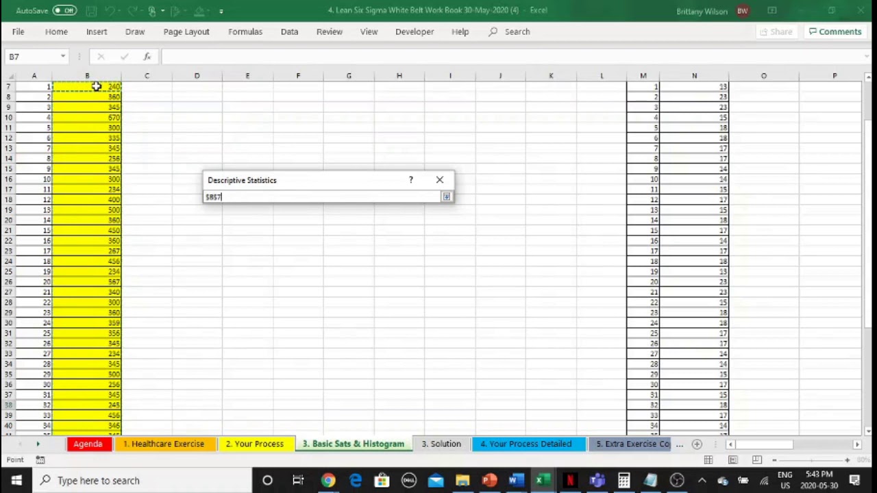 Histogram and Summary Statistics using the Data Analysis toolpak with ...
