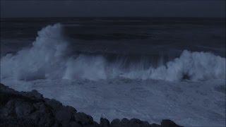 Sleep video -  soothing sounds of big ocean waves breaking at night - HD 1080P