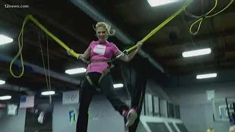 Krystle Henderson hangs out at Flip Dunk Sports in...