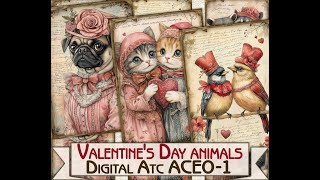 Vintage Valentine's Day Digital Atc ACEO