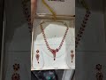 elegant pink ruby stone necklace with matching earrings start from only 10 grams gold jewellery