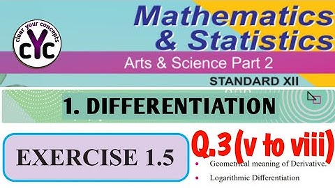 Exercise 1.5 (Q.3:v to viii) | Differentiation | chapter 1 | class 12 | maths part 2 | MH board