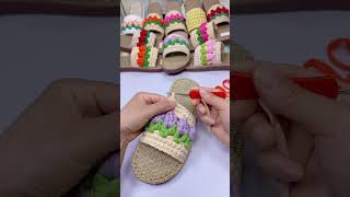 Handmade crochet slipper 🥿|Easy flower 🌸design #shorts #ytshorts #slippers