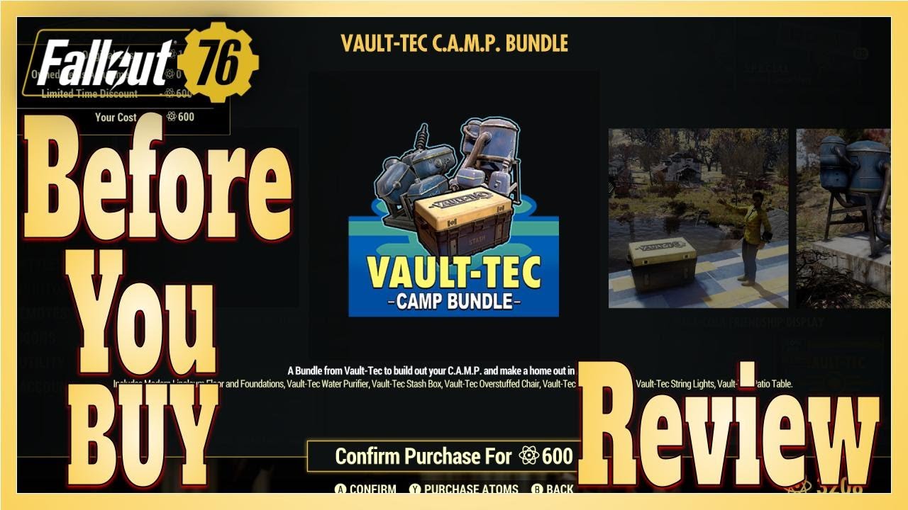 Fallout 76 Vault-Tec CAMP Bundle Review (with Timestamps)
