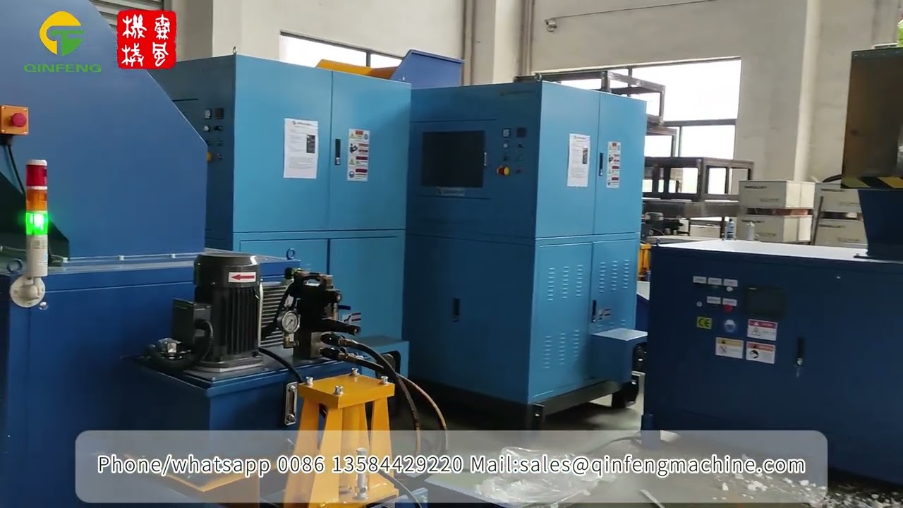 Polystyrene compactor machine testing from Qinfeng machinery ,small capacity foam recycling unit.