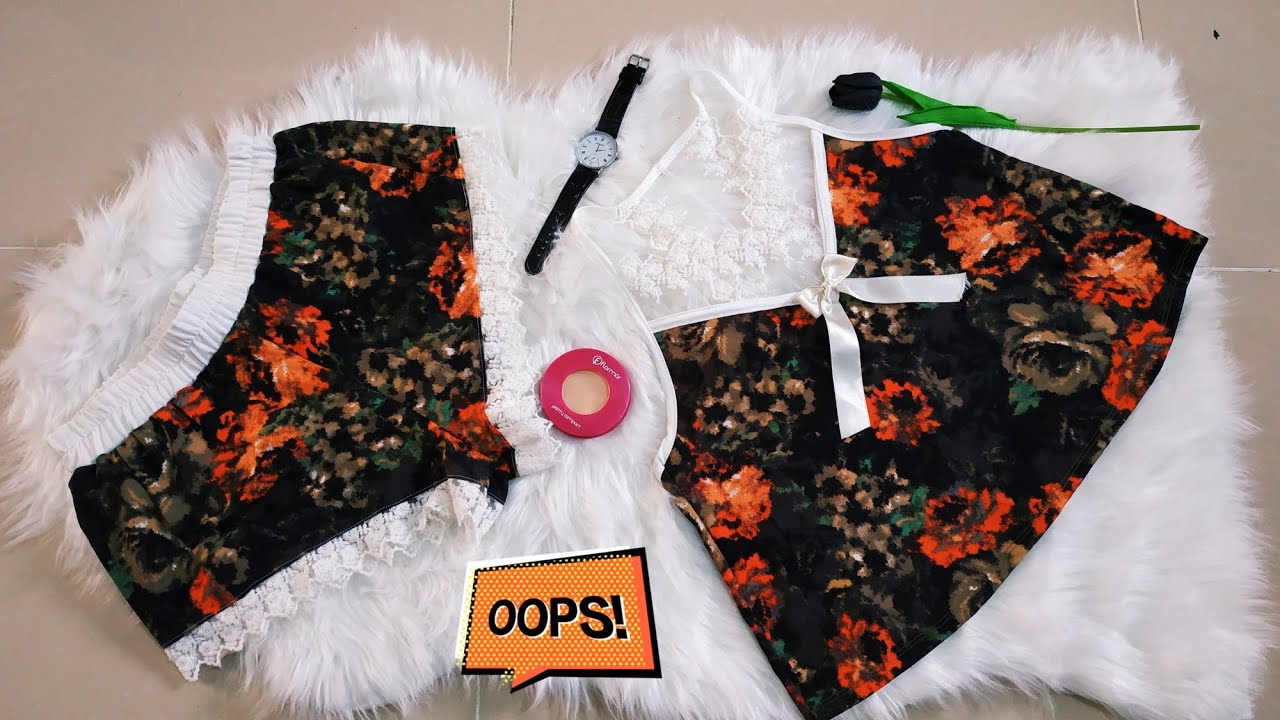 لانجيري عروس(قمص نوم )،(بيجامه صيفي)قص وخياطة سهله ورائعه😍😍