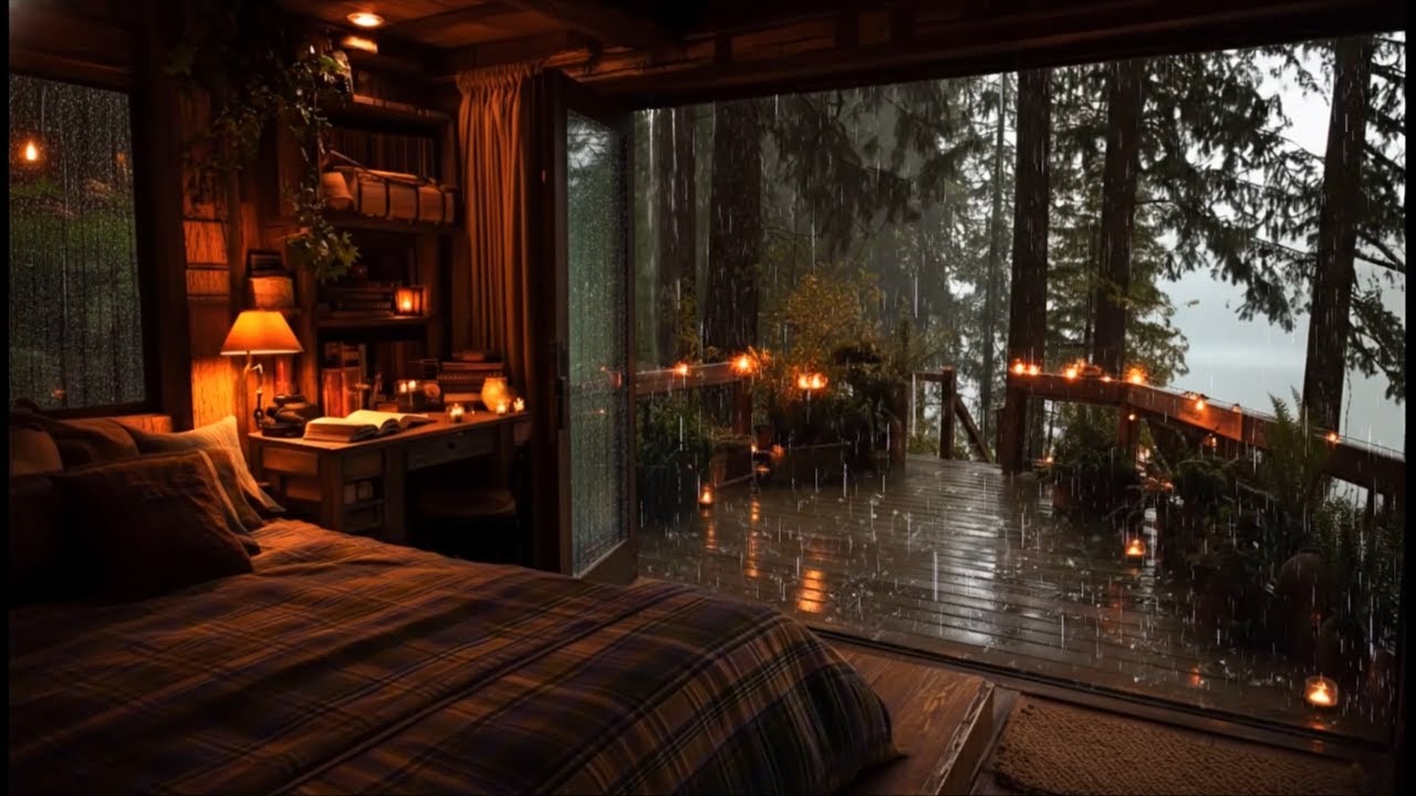 Cozy Cabin in the Rainy Forest 🌧️ | Gentle Rain Sounds for Deep Sleep ...
