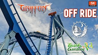 Griffon Off Ride Footage 5K UHD | Free Use with Credit | B\&M DiveCoaster Busch Gardens Williamsburg