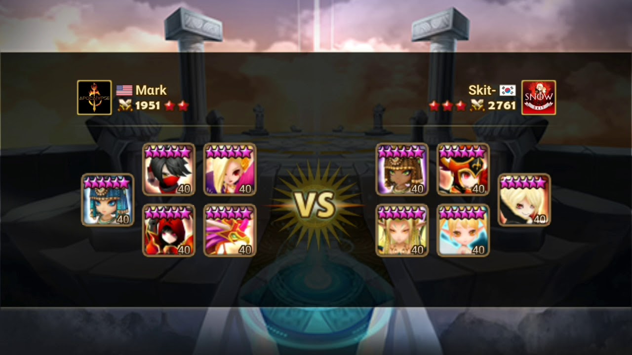 Skit- (Snow) vs Mark (Apocalypse) Guardian Top RTA Fight Summoners War