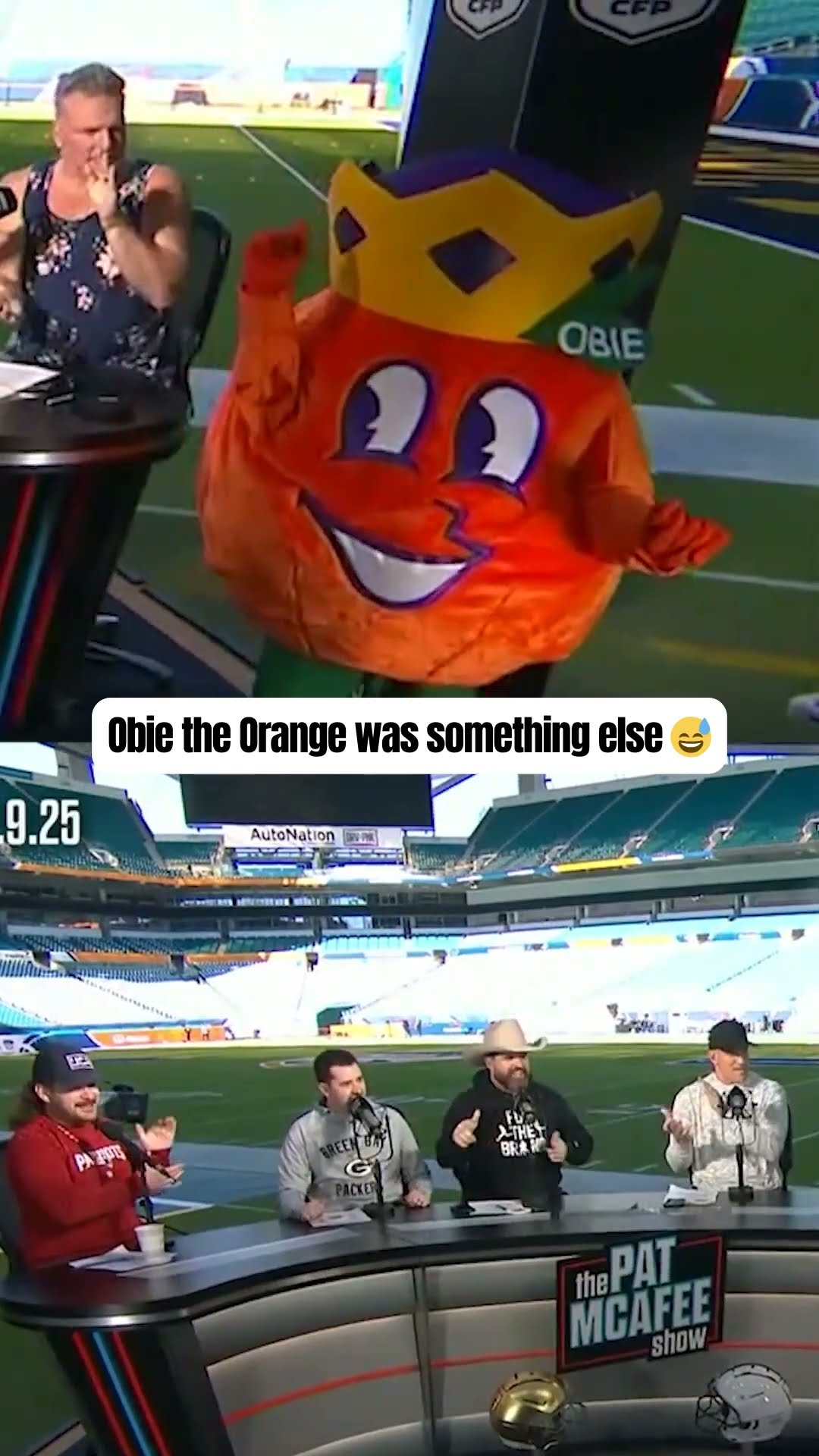 The Pat McAfee Show crew LOVED the Orange Bowl mascot ?