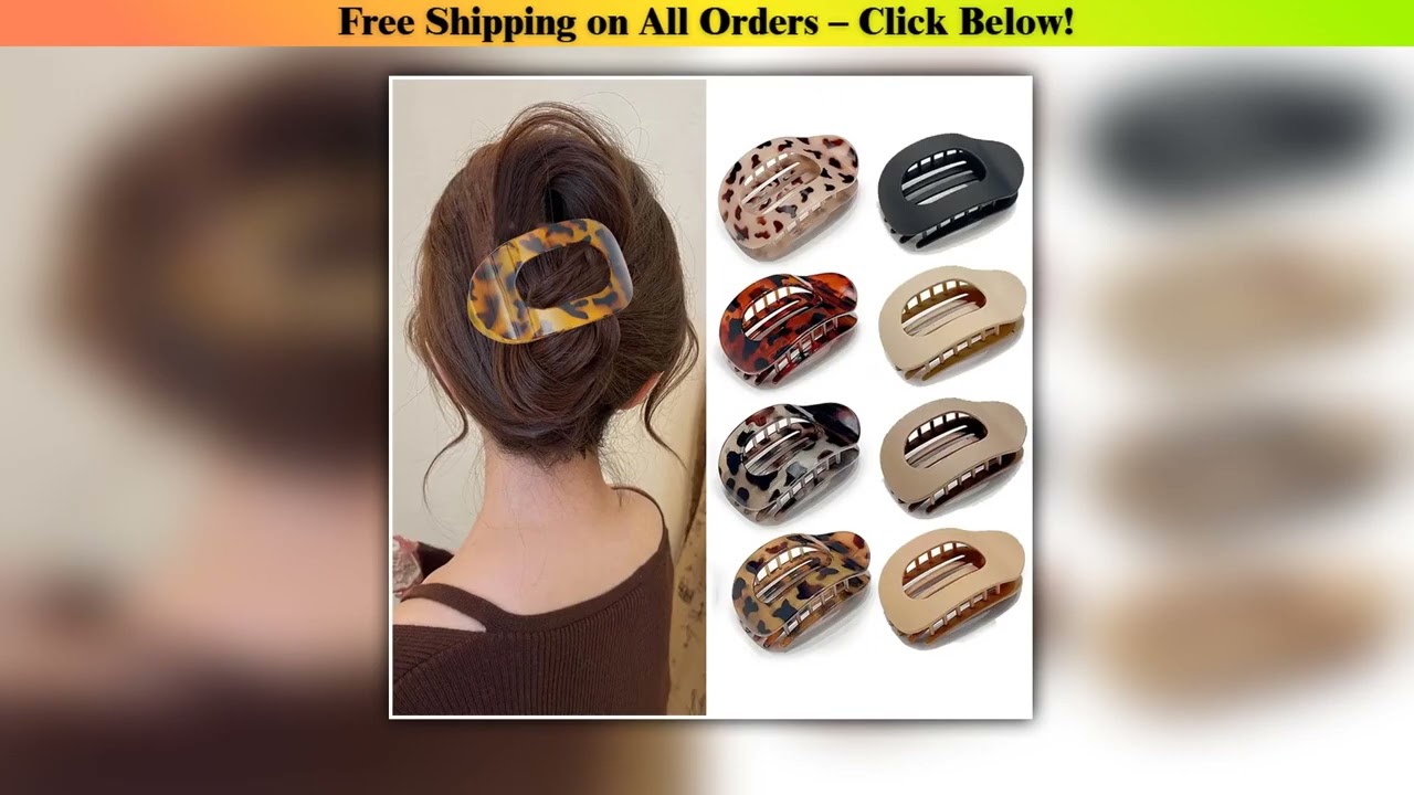 Fashion Oval Flat Hair Clips for Women New Design Leopard Large Flat Round Claw Clip French Hair Cl