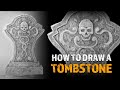 How to Draw a TOMBSTONE - Halloween Digital Art 🎃