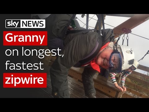 Granny on longest, fastest zipwire