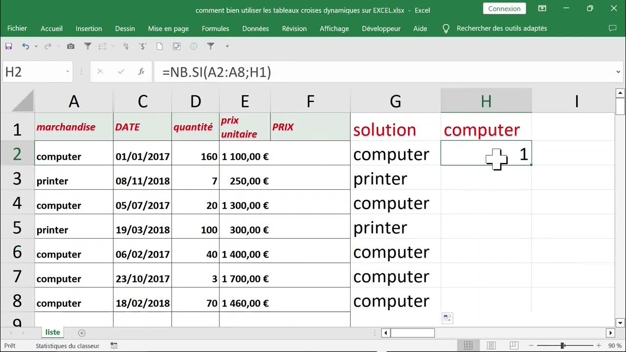 faire une somme avec condition sur EXCEL YouTube