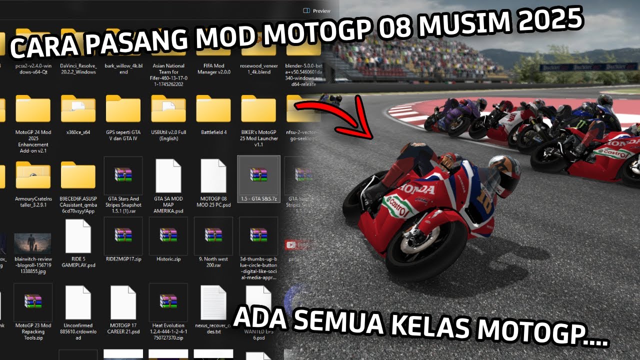 CARA TEPAT DOWNLOAD DAN PASANG MOTOGP 08 PC MOD 25, FULL SEMUA KELAS