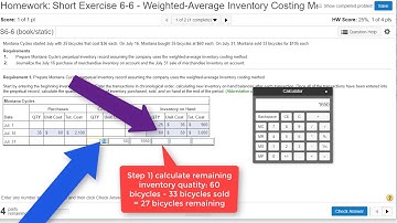 Short Exercise 6-6 Preparing a Perpetual Inventory & Journal Entries - Weighted-Average Method