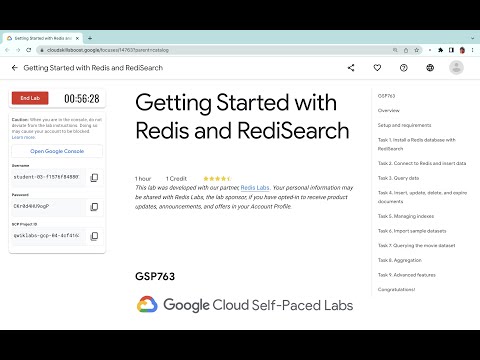 Getting Started with Redis and RediSearch || #qwiklabs || #GSP763