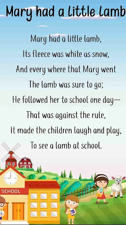 Mary had a Little Lamb | English Rhyme #shorts #learningpoem #rhymes #youtubeshorts