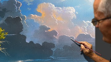 Painting The sky with clouds with | acrylic paints | lesson | Time Lapse | Episode 2.