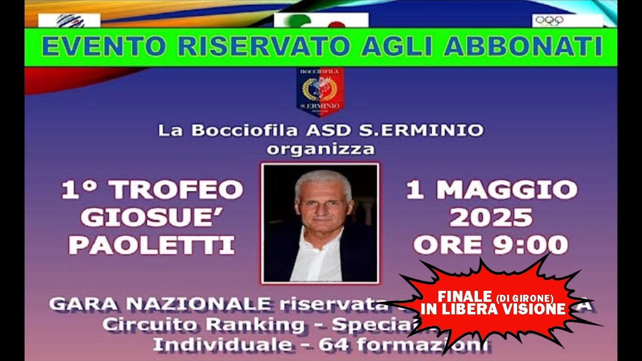 1° TROFEO GIOSUE' PAOLETTI - FINALE (di girone) - GARA NAZIONALE - ALTO LIVELLO