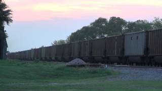Two at once! Westbound Union Pacific coal trains at Dakota Avenue crossing