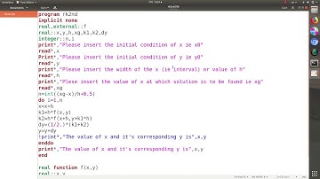 Solution of differential equation using Runge Kutta Fourth order