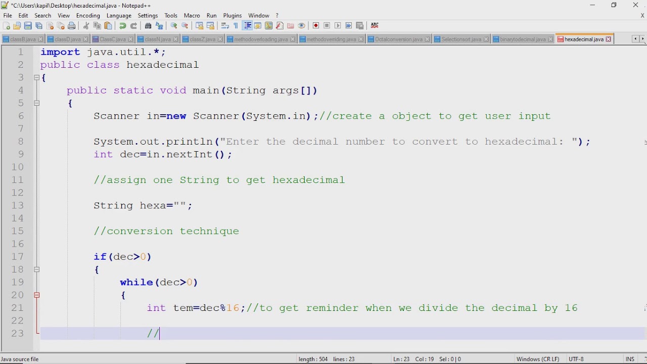 How to write the java program to convert from the decimal to ...