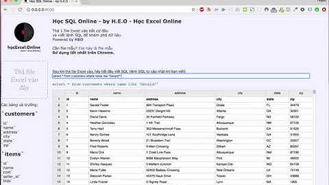 Học SQL tương tác với Học Excel Online