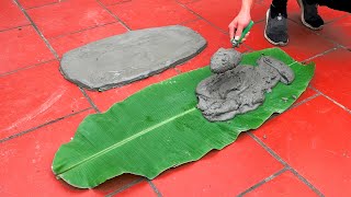 Great innovative cement ideas - DIY concrete coffee table from 3 banana leaves at home