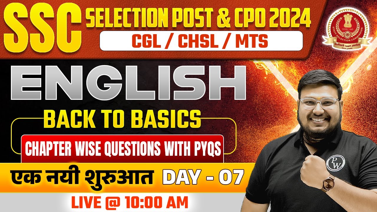 SSC Selection Post English | English Chapter Wise Questions PYQ #7| CGL ...